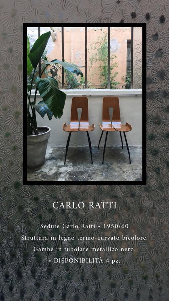 Sedute Carlo Ratti • 1950/60 Struttura in legno termo-curvato bicolore.